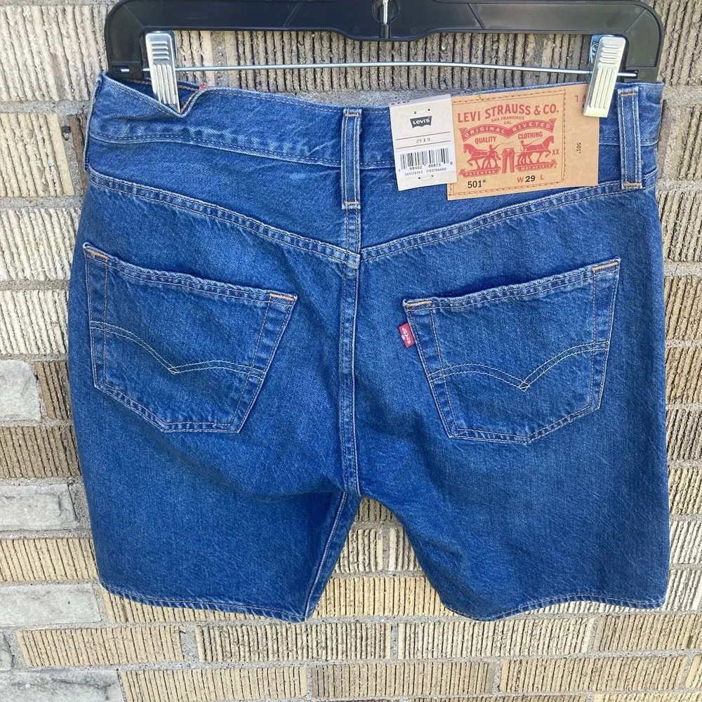 Levi's Men's‎ Sz 29 501 Jean Shorts Jorts Button Fly Dark Wash 9